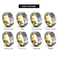 font options for inside engraving on gold & silver violets rings