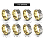 font options for inside engraving on gold & grey violets rings