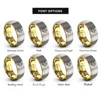 font options for inside engraving on gold & grey violets rings