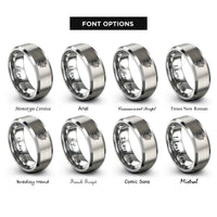 font options for inside engraving on silver violets rings