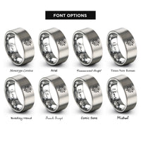 font options for inside engraving on grey violets rings