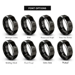 font options for inside engraving on black & silver violin bow crossed rings