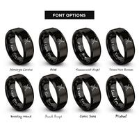 font options for inside engraving on black violin bow crossed rings