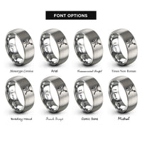 font options for inside engraving on gray violin bow crossed rings