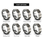 font options for inside engraving on gray violin bow crossed rings