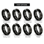 font options for inside engraving on black & grey violin bow rosin rings