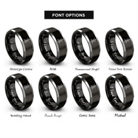 font options for inside engraving on black & grey violin bow rosin rings