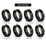 font options for inside engraving on black & grey violin bow rosin rings