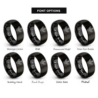 font options for inside engraving on black violin wings rings