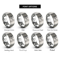 font options for inside engraving on gray violin wings rings