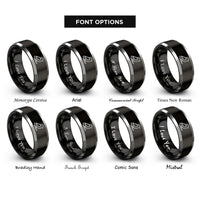 font options for inside engraving on black & silver virginia rings