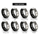 font options for inside engraving on black & grey virginia rings