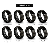 font options for inside engraving on black virginia rings