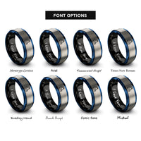 font options for inside engraving on black & blue & silver virgo rings