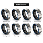 font options for inside engraving on black & blue & grey virgo rings