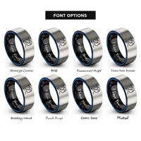 font options for inside engraving on black & blue & grey virgo rings