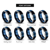 font options for inside engraving on blue & gray virgo rings