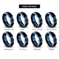 font options for inside engraving on blue & silver virgo constellation rings