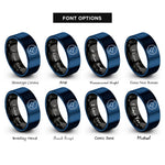 font options for inside engraving on black & blue virgo constellation circle rings