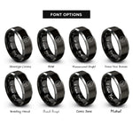 font options for inside engraving on black & gray virgo constellation circle rings
