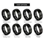 font options for inside engraving on black virgo constellation circle rings