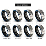 font options for inside engraving on black & blue & grey virgo glyph rings