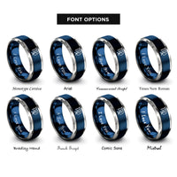 font options for inside engraving on blue & grey virgo glyph rings