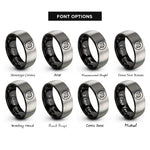 font options for inside engraving on black & grey virgo glyph circle rings