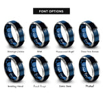 font options for inside engraving on blue & silver virgo glyph circle rings