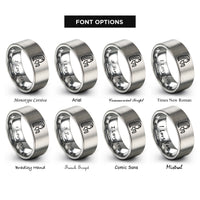 font options for inside engraving on silver virgo rings