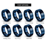 font options for inside engraving on blue virus rings
