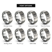 font options for inside engraving on grey virus rings