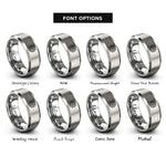 font options for inside engraving on grey virus rings