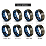 font options for inside engraving on gunmetal & blue virus rings