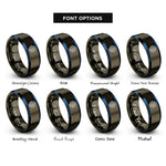 font options for inside engraving on gunmetal & blue virus rings