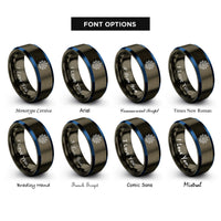 font options for inside engraving on gunmetal & blue virus rings