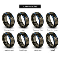font options for inside engraving on gunmetal & blue virus rings