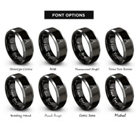 font options for inside engraving on black & grey vise grip rings