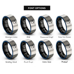 font options for inside engraving on black & blue & grey visor face rings