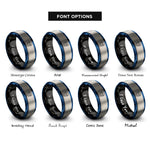 font options for inside engraving on black & blue & grey visor mask front rings