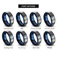 font options for inside engraving on blue & silver visor mask front rings