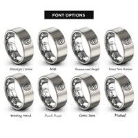 font options for inside engraving on grey visor mask front rings