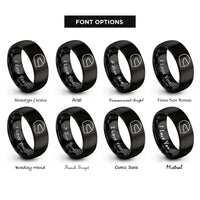 font options for inside engraving on black visor up helmet rings