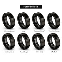 font options for inside engraving on black visor up helmet rings