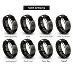 font options for inside engraving on black & grey volcano rings