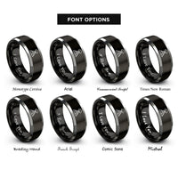 font options for inside engraving on black & grey volcano rings