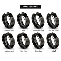 font options for inside engraving on black & grey volcano rings