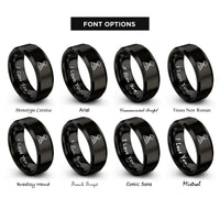 font options for inside engraving on black volcano rings