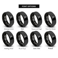 font options for inside engraving on black volcano rings