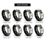 font options for inside engraving on black & gray volcano caldera contours rings